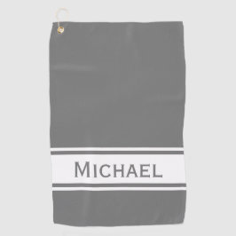 Gray White Stripe Modern Name Monogram Golfhanddoek