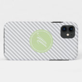 Gray & White Stripe Monogram iPhone 5 Hoesje (Achterkant (horizontaal))
