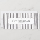 Gray White Stripe Vintage Bow Gift Certificate (Voorkant)