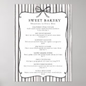 Gray White Stripe Vintage Bow Price List Poster (Voorkant)