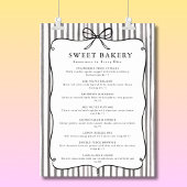 Gray White Stripe Vintage Bow Price List Poster