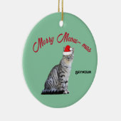 Gray White Striped Cat met een Santa Hat Keramisch Ornament (Rechts)