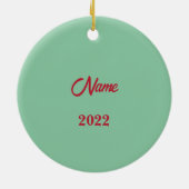 Gray White Striped Cat met een Santa Hat Keramisch Ornament (Achterkant)