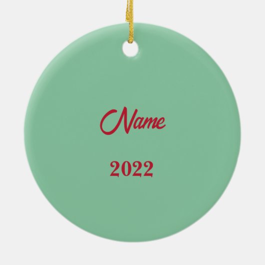 Gray White Striped Cat met een Santa Hat Keramisch Ornament (Achterkant)