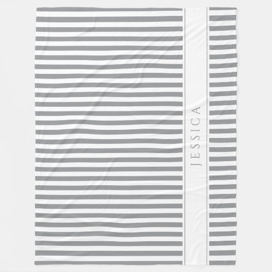 Gray & White Striped Farmhouse Pattern Name Fleece Deken (Voorkant)