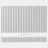 Gray & White Striped Farmhouse Pattern Name Fleece Deken (Voorkant (Horizontaal))
