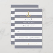 Gray White Striped Nautical Response RSVP-kaart RSVP Kaartje (Voorkant / Achterkant)