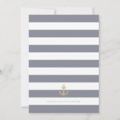 Gray White Striped Nautical Wedding Invitation Kaart (Achterkant)
