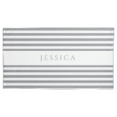 Gray & White Striped Pattern Name Pillow Hoesje Kussensloop (Voorkant)