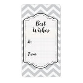 Gray & White Thick Chevron Weddendag V1 Etiket (Voorkant)