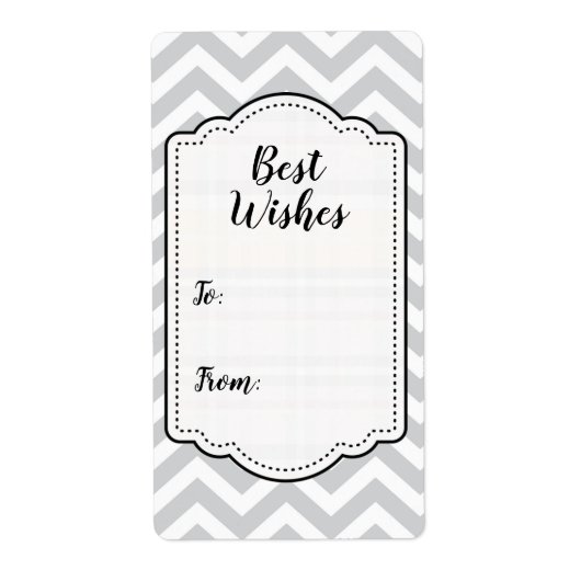 Gray & White Thick Chevron Weddendag V1 Etiket (Voorkant)