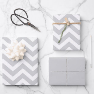 Gray & White Thick Chevron Weddendag V1 Inpakpapier Vel