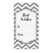 Gray & White Thick Chevron Weddendag V2 Etiket (Voorkant)