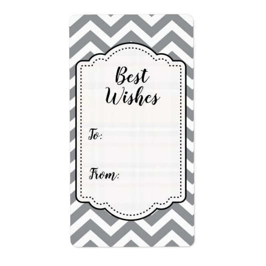 Gray & White Thick Chevron Weddendag V2 Etiket (Voorkant)