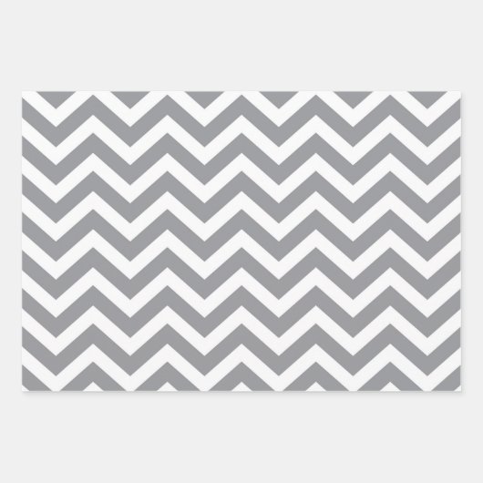 Gray & White Thick Chevron Weddendag V2 Inpakpapier Vel (Voorkant)