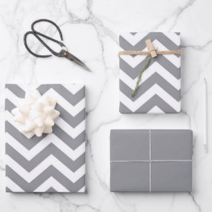 Gray & White Thick Chevron Weddendag V2 Inpakpapier Vel
