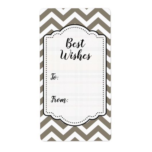 Gray & White Thick Chevron Weddendag V3 Etiket (Voorkant)