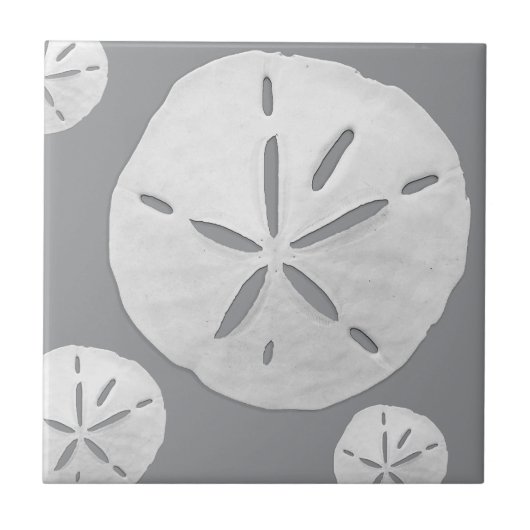 Gray & White Tropical Beach Sand Dollar Tegeltje (Voorkant)