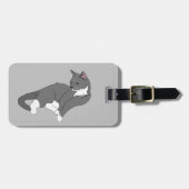 Gray & White Tuxedo Cat Bagagelabel (Voorkant horizontaal)