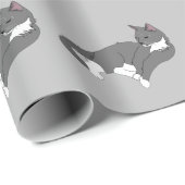 Gray & White Tuxedo Cat Cadeaupapier (Rol Hoek)