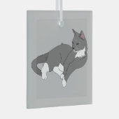 Gray & White Tuxedo Cat Glas Ornament (Voorkant Rechts)