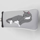 Gray & White Tuxedo Cat Golfheadcover (Voorkant)