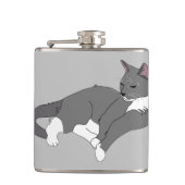 Gray & White Tuxedo Cat Heupfles (Voorkant)