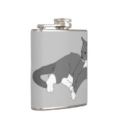 Gray & White Tuxedo Cat Heupfles (Rechts)