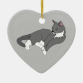 Gray & White Tuxedo Cat Keramisch Ornament (Voorkant)