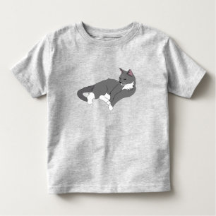 Gray & White Tuxedo Cat Kinder Shirts