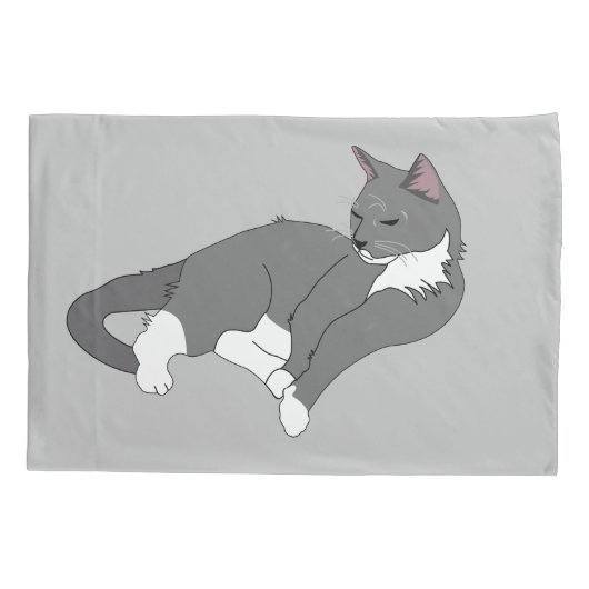 Gray & White Tuxedo Cat Kussensloop (Achterkant)