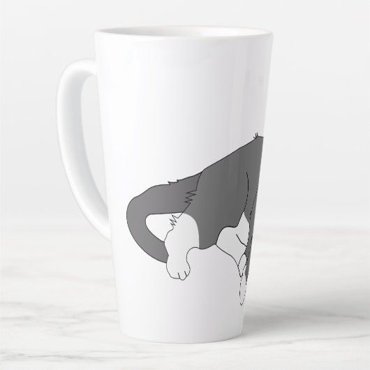 Gray & White Tuxedo Cat Latte Mok (Linkerhoek)