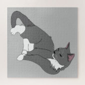 Gray & White Tuxedo Cat Legpuzzel (Horizontaal)