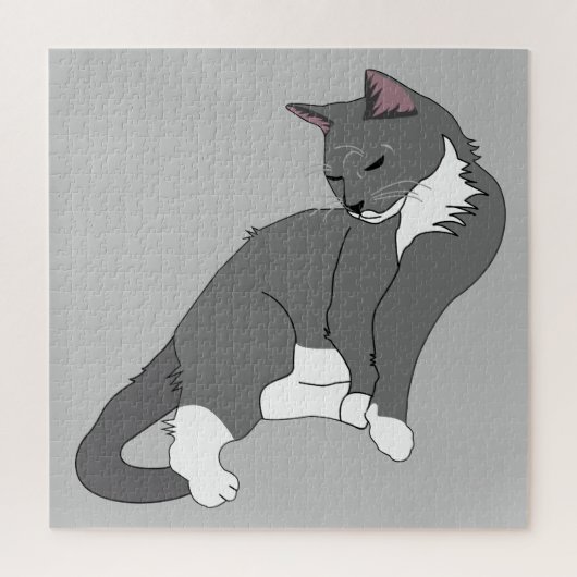 Gray & White Tuxedo Cat Legpuzzel (Verticaal)
