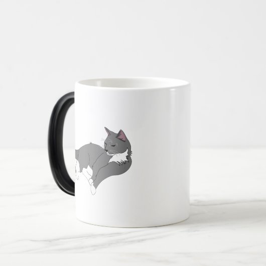 Gray & White Tuxedo Cat Magische Mok (Voorkant links)