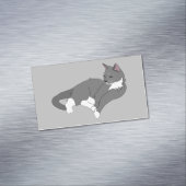 Gray & White Tuxedo Cat Magnetisch Visitekaartje (Voorbeeld)