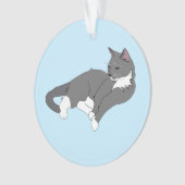 Gray & White Tuxedo Cat Ornament (voorkant)