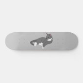 Gray & White Tuxedo Cat Persoonlijk Skateboard (Horizontaal)
