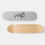 Gray & White Tuxedo Cat Persoonlijk Skateboard (Horizontaal)