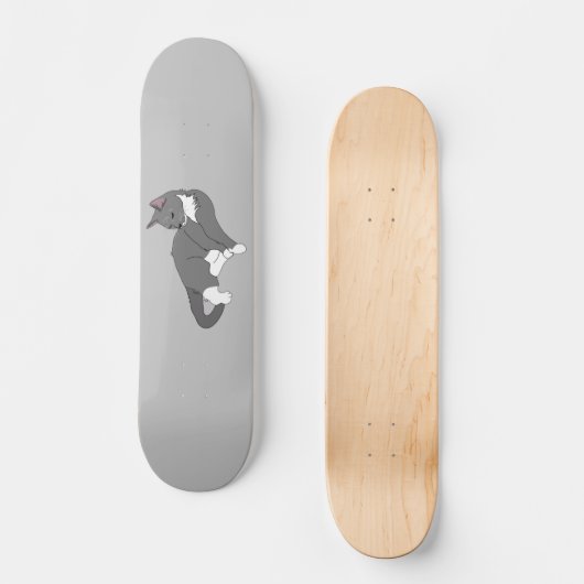 Gray & White Tuxedo Cat Persoonlijk Skateboard (Voorkant)