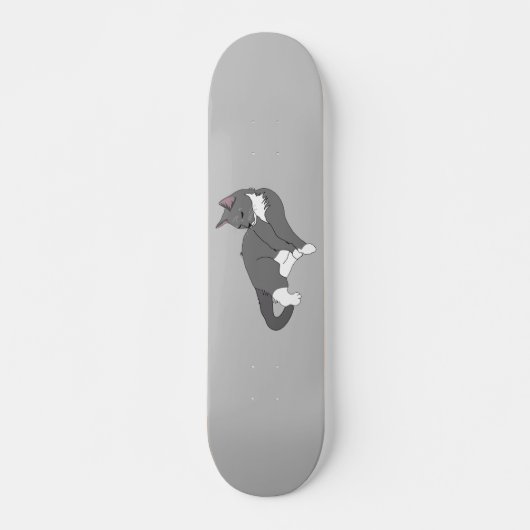 Gray & White Tuxedo Cat Persoonlijk Skateboard (Voorkant)