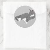 Gray & White Tuxedo Cat Ronde Sticker (Tas)