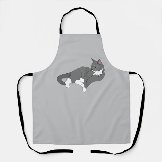 Gray & White Tuxedo Cat Schort (Voorkant)