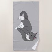 Gray & White Tuxedo Cat Strandlaken (Voorkant)