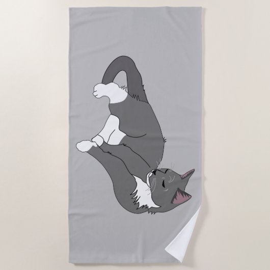 Gray & White Tuxedo Cat Strandlaken (Voorkant)