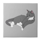 Gray & White Tuxedo Cat Tegeltje (Voorkant)