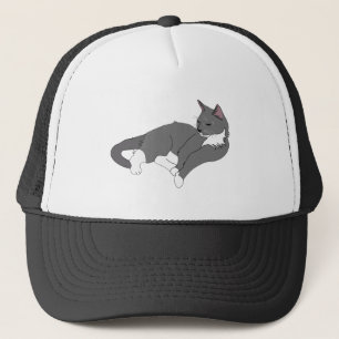 Gray & White Tuxedo Cat Trucker Pet