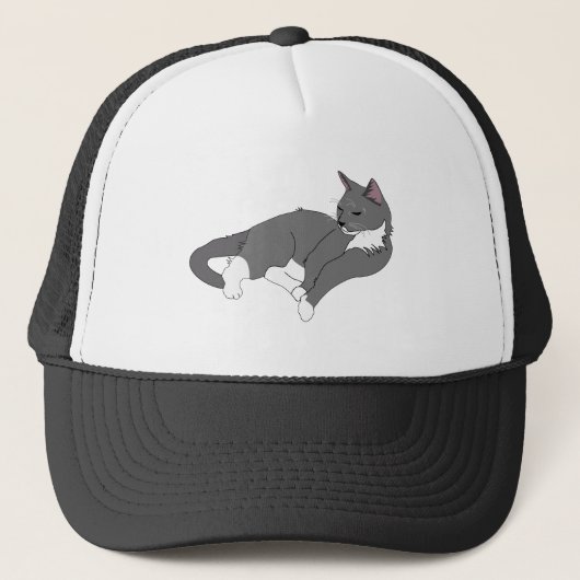 Gray & White Tuxedo Cat Trucker Pet (Voorkant)