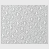 Gray & White Unicorn Floral Leaf Pattern Cadeaupapier (Vlak)