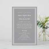 Gray White Wedding Script Budget Ceremony Program (Staand voorkant)